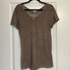 Time and Tru Tan/Light Brown Short Sleeve Top